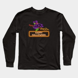 Halloween Witch on Broom Long Sleeve T-Shirt